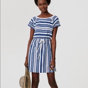 Loft Striped Cutout Drawstring Dress